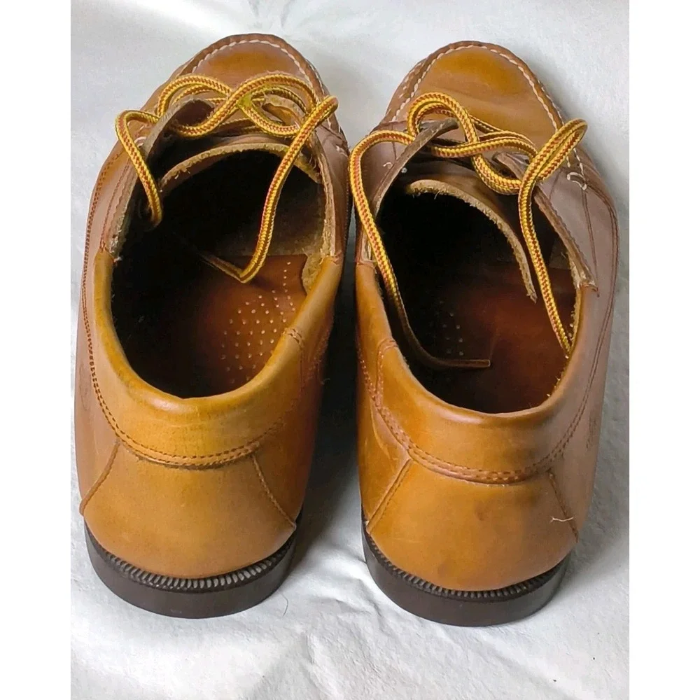 Vintage Colorado Brand Leather Handsewn 4-Eye Camp Moc Boat Shoes.